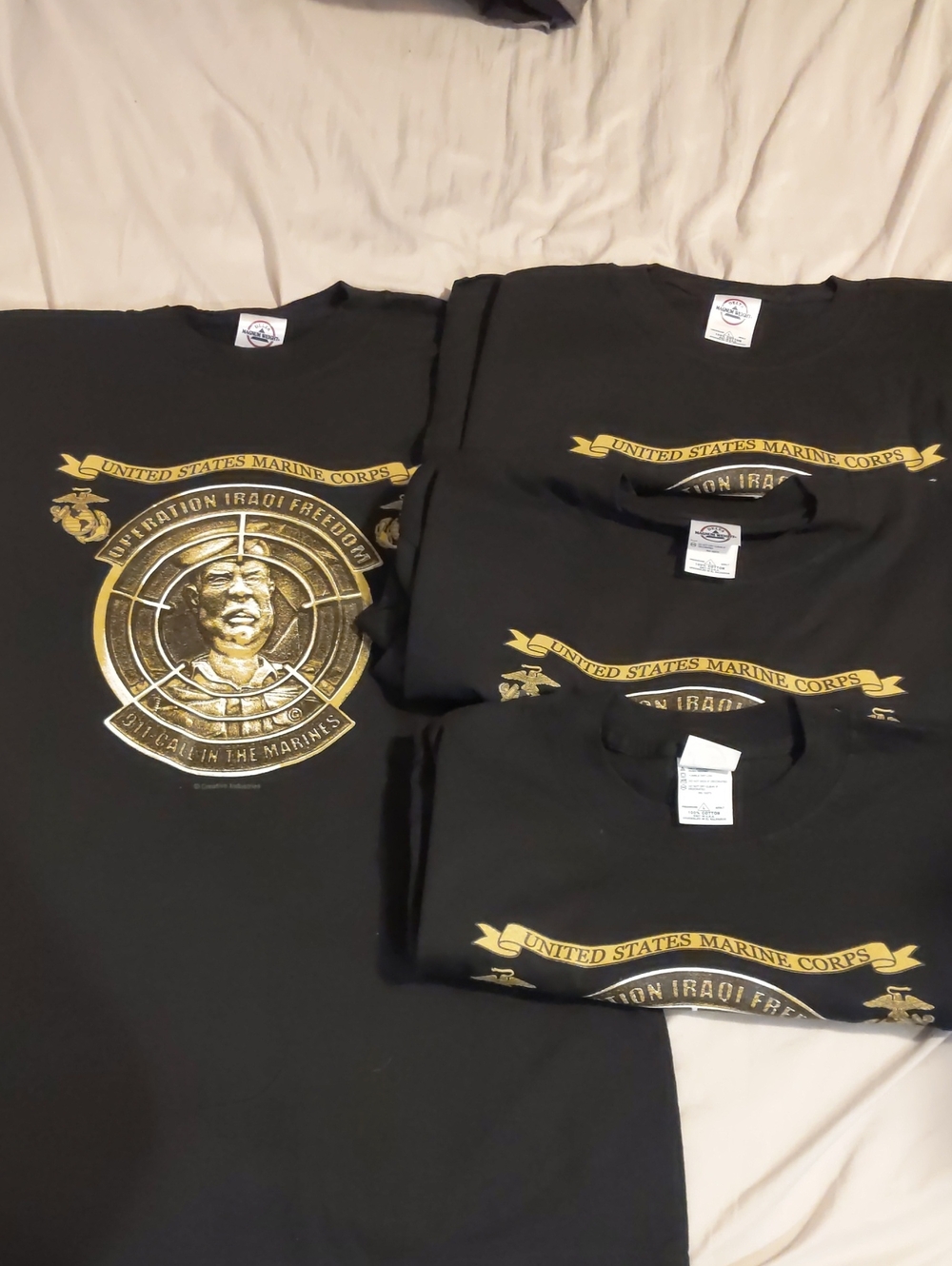 United States Marine Corps Mens Large Operation Iraqi Freedom Black Tee